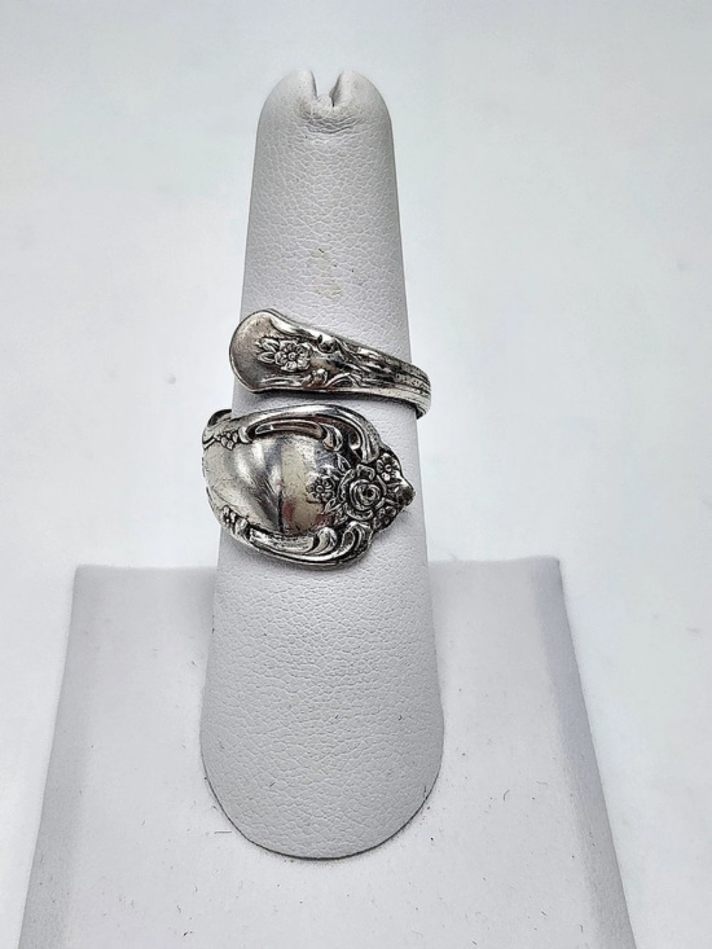 Ornate Spoon Handle Silverplate Ring
